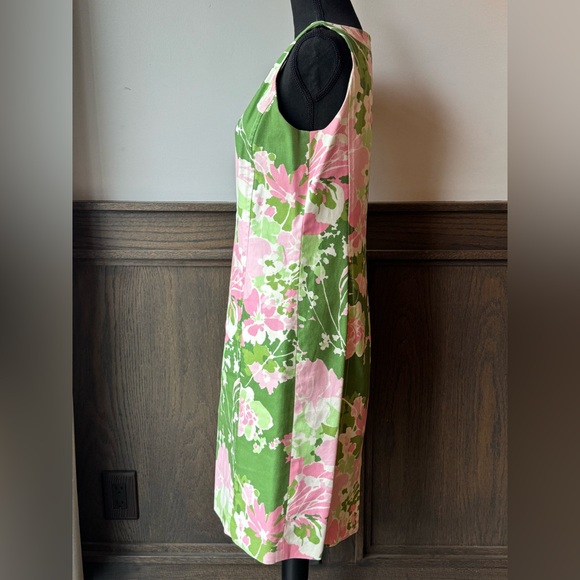 Talbots Green and Pink Floral Midi Shift Dress 8 - Picture 2 of 9